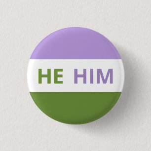 He/Him Pronouns Genderqueer Flag Badge 1 Inch Round Button