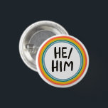 HE/HIM Pronouns Rainbow Soft Circle Ring 1 Inch Round Button<br><div class="desc">Decorate your outfit with this cool art button. You can customize it and add text too. Check my shop for lots more colours and patterns! Let me know if you'd like something custom too.</div>