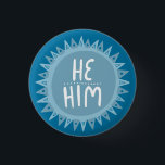 HE / HIM Pronouns Sun Pride Handlettered Blue 1 Inch Round Button<br><div class="desc">Decorate your outfit with this cool art button. Makes a great  gift! You can customize it and add text too. Check my shop for lots more colours and patterns! Let me know if you'd like something custom too.</div>