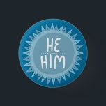 HE / HIM Pronouns Sun Pride Handlettered Blue 1 Inch Round Button<br><div class="desc">Decorate your outfit with this cool art button. Makes a great  gift! You can customize it and add text too. Check my shop for lots more colours and patterns! Let me know if you'd like something custom too.</div>