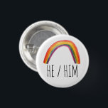 HE/HIM Pronouns Watercolor Rainbow 1 Inch Round Button<br><div class="desc">Decorate your outfit with this cool art button. You can customize it and add text too. Check my shop for lots more colours and patterns! Let me know if you'd like something custom too.</div>