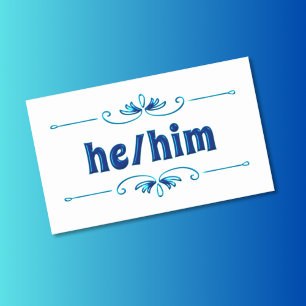 He Him Shades of Blue Filigree Sticker