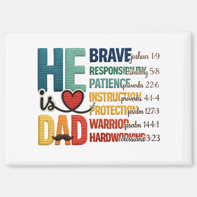 He Is Dad Christian Father Scripture Values Magnet (Front)
