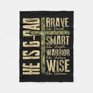 He Is G-dad Camo Religious Father's Day Christian  Fleece Blanket