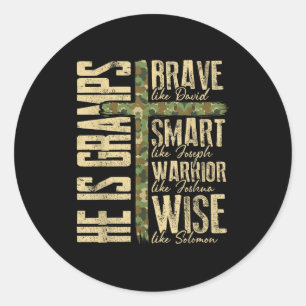 He Is Gramps Camo Religious Father's Day Christian Classic Round Sticker