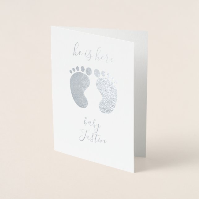 He is here Personalized Name Foil Card (Front)