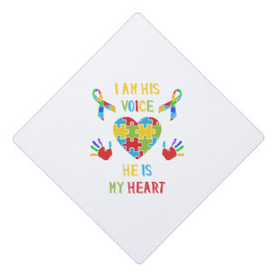 He Is My Heart Autism Graduation Cap Topper