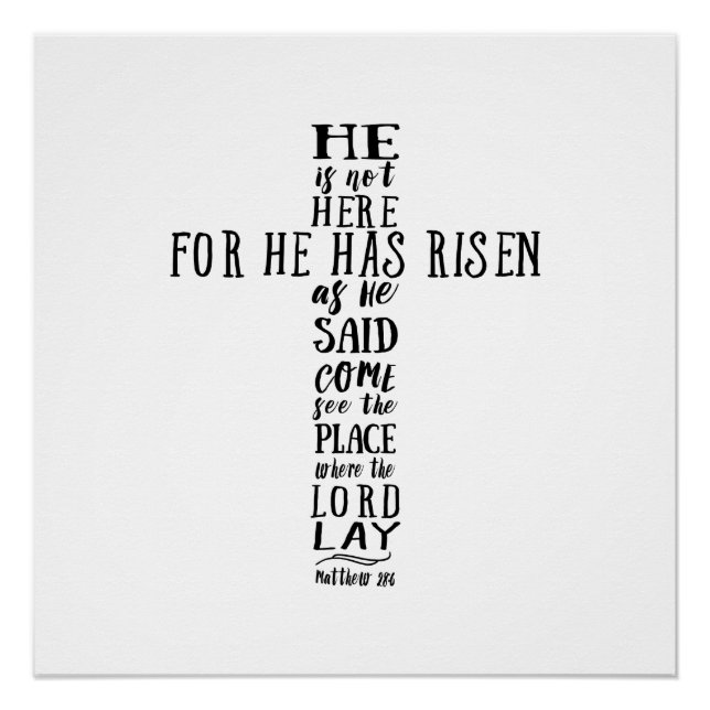 He is Not Here for He has Risen as He Said Poster (Front)