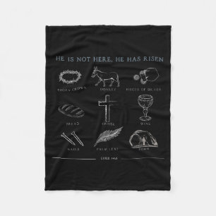 He Is Not Here He Has Risen Christian Cross Jesus  Fleece Blanket