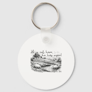 He Is Not Here He Is Risen Jesus Christian Cross V Keychain