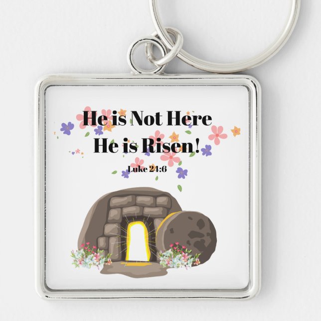 He is Not Here He is Risen! Keychain (Front)