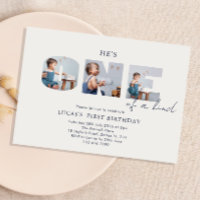 He is ONE of a Kind Photo Navy Blue First Birthday