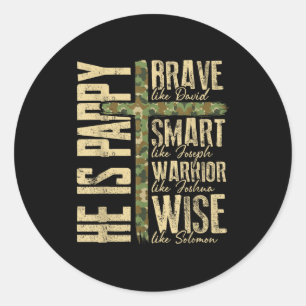 He Is Pappy Camo Religious Father's Day Christian  Classic Round Sticker