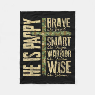 He Is Pappy Camo Religious Father's Day Christian  Fleece Blanket