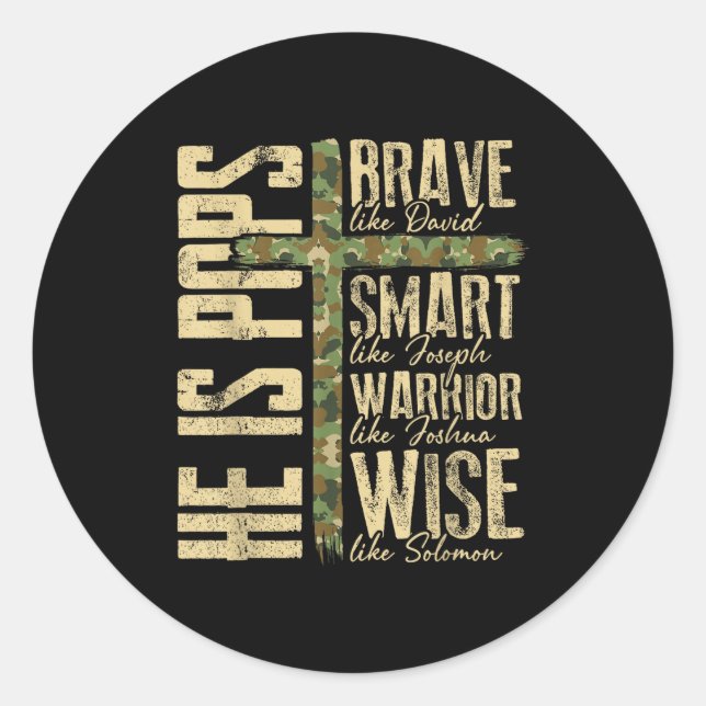 He Is Ps Camo Religious Father's Day Christian Dad Classic Round Sticker (Front)