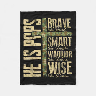 He Is Ps Camo Religious Father's Day Christian Dad Fleece Blanket