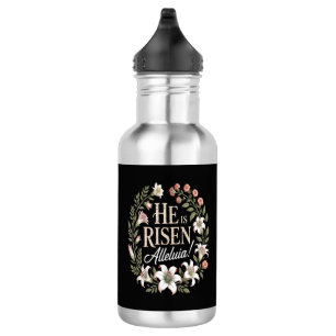 He Is Risen Alleluia Floral Christian Easter 532 Ml Water Bottle