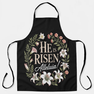 He Is Risen Alleluia Floral Christian Easter Apron