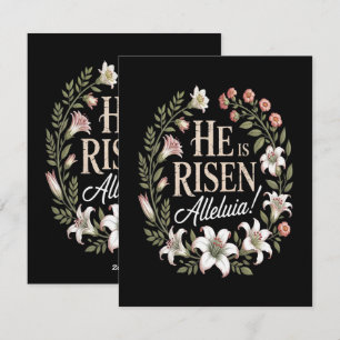 He Is Risen Alleluia Floral Christian Easter Holiday Card