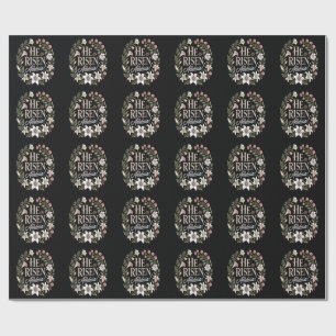 He Is Risen Alleluia Floral Christian Easter Wrapping Paper