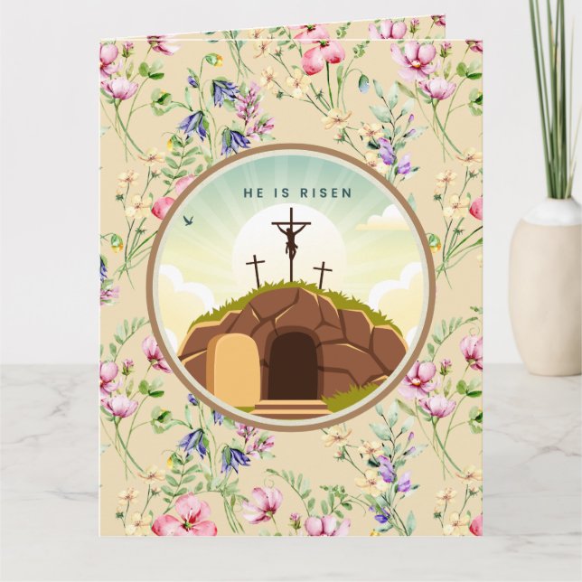 He is Risen and Celebration of Resurrection Sunday Card (Front)