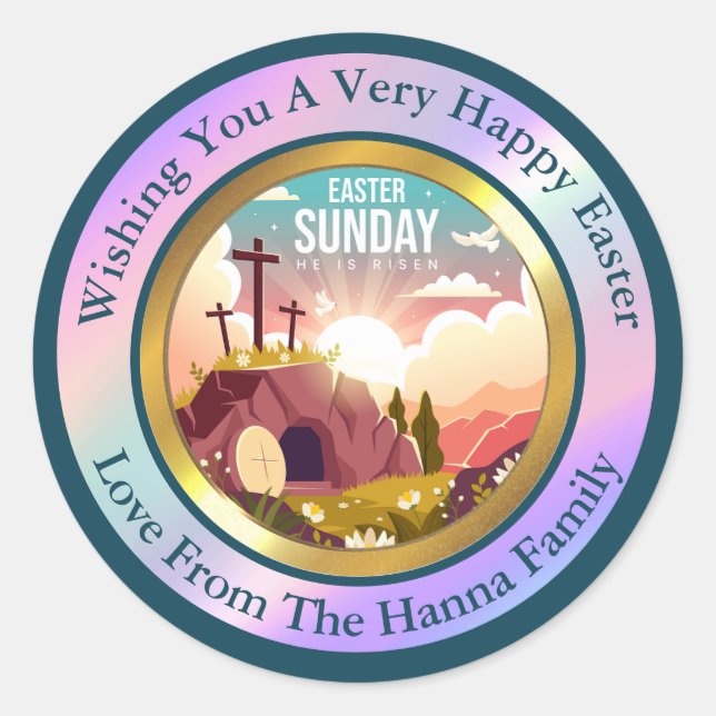 He is Risen and Celebration of Resurrection Sunday Classic Round Sticker (Front)