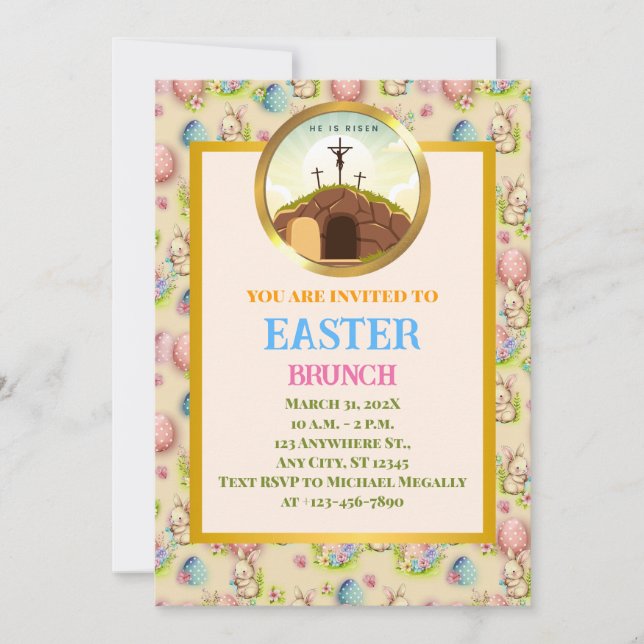 He is Risen and Celebration of Resurrection Sunday Invitation (Front)