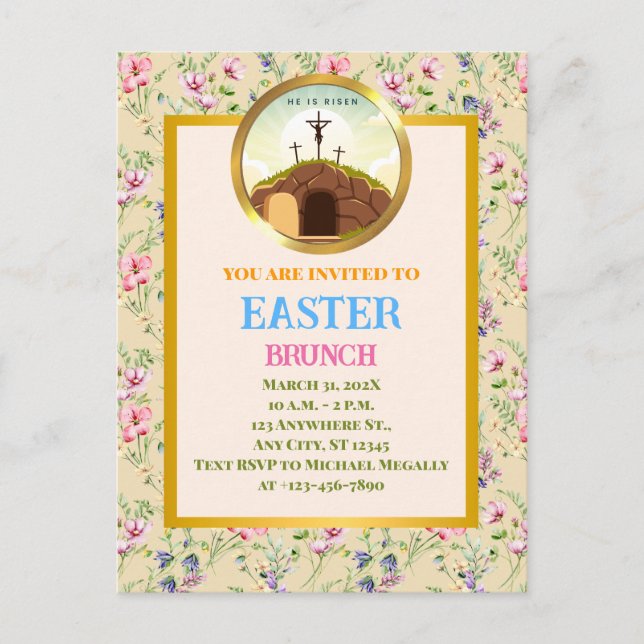 He is Risen and Celebration of Resurrection Sunday Postcard (Front)