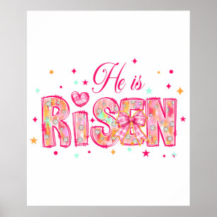He Is Risen And Happy Easter Jesus, retro, vintage Poster