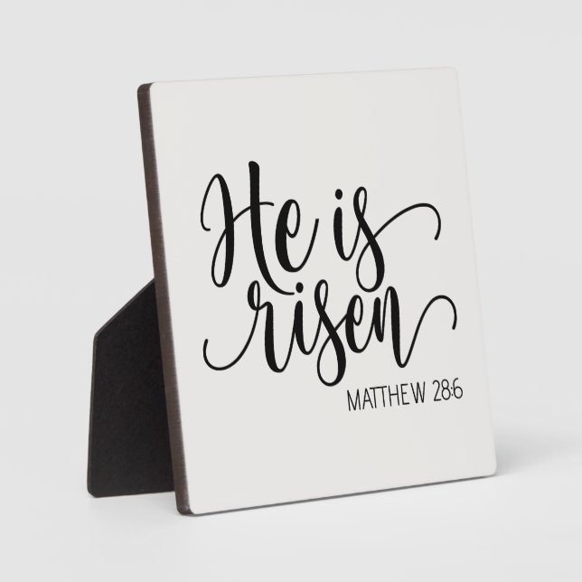 He is Risen Bible Verse Ivory Inspirational Plaque (Front)