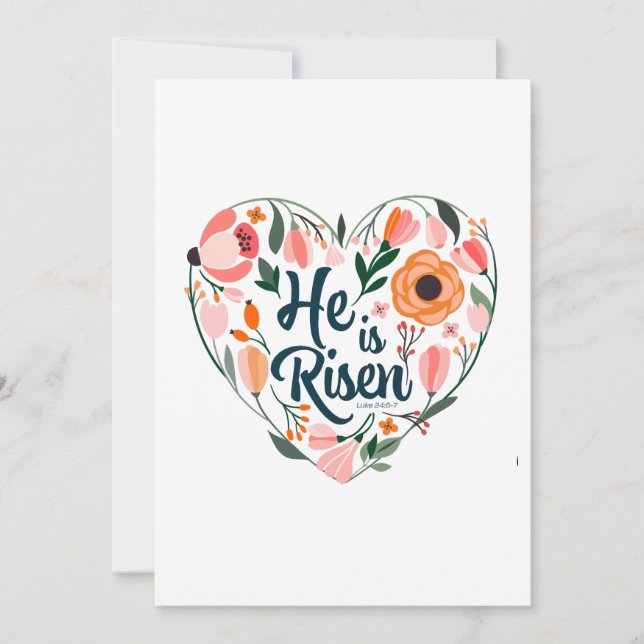 He is Risen Boho Christian Heart Motif Inspiration Invitation (Front)