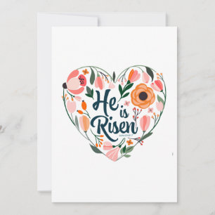 He is Risen Boho Christian Heart Motif Inspiration Invitation