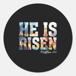He is risen boho easter christian jesus classic round sticker