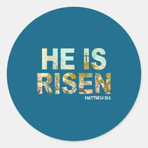He is risen boho easter christian jesus classic round sticker