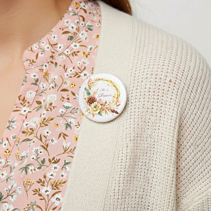 He is Risen boho floral wreath Easter 3 Inch Round Button