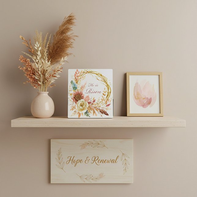 He is Risen boho floral wreath Easter Plaque (Creator Uploaded)