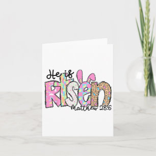 He Is Risen Bunny Christian Cross Happy Easter Day Card