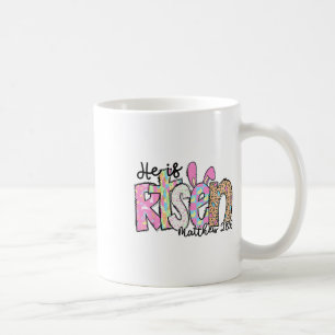 He Is Risen Bunny Christian Cross Happy Easter Day Coffee Mug