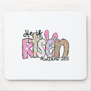 He Is Risen Bunny Christian Cross Happy Easter Day Mouse Pad
