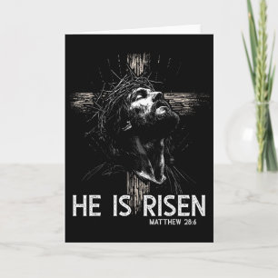 He Is Risen Christian Cross Jesus Bible Verse East Card