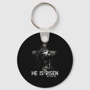 He Is Risen Christian Cross Jesus Bible Verse East Keychain