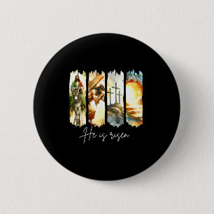 He Is Risen Christian Cross Jesus Bible Verse Happ 2 Inch Round Button