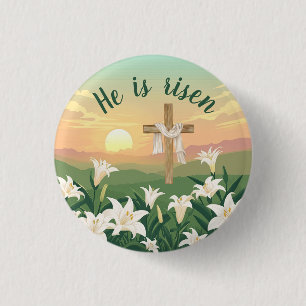 He is risen Christian Easter  1 Inch Round Button