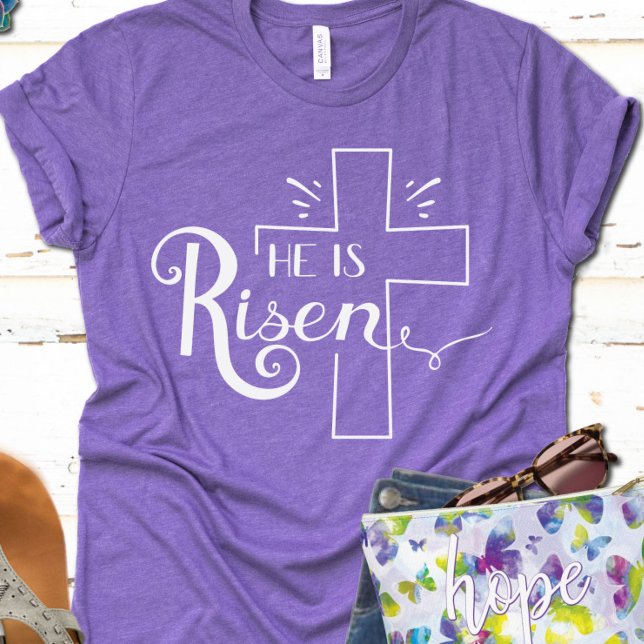He is Risen Christian Easter Black White Script Tri-Blend Shirt (Creator Uploaded)