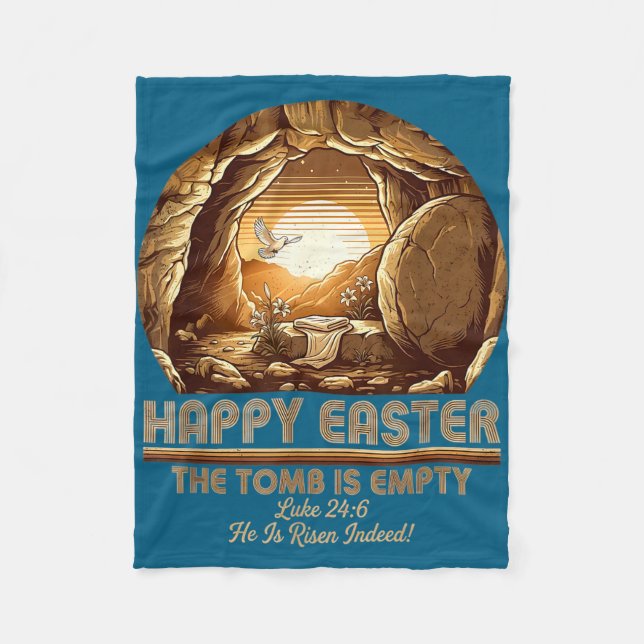 He is risen christian easter empty tomb bible fleece blanket (Front)