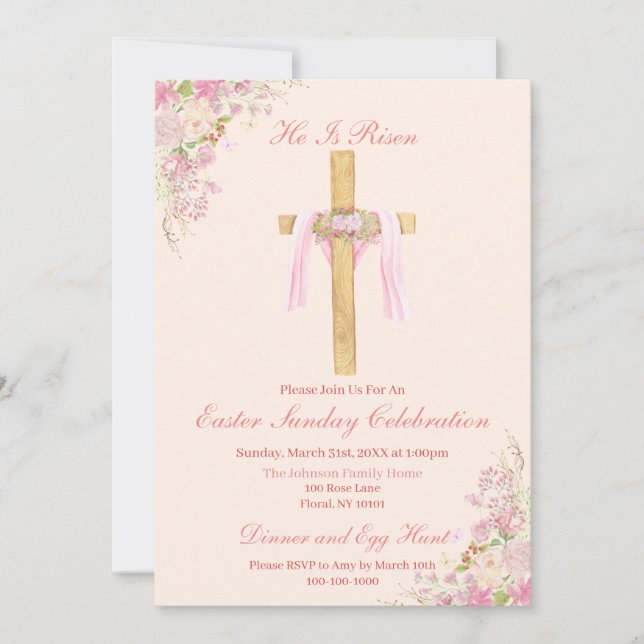 He Is Risen Christian Easter Invitation (Front)