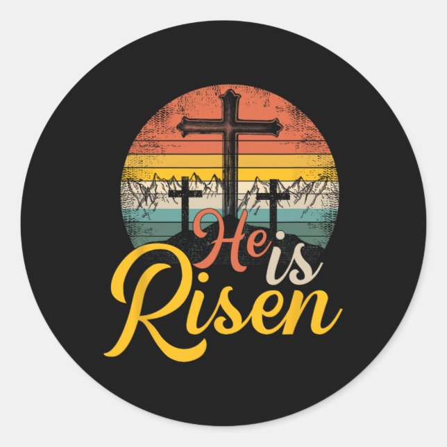 He Is Risen - Christian Easter Jesus  Classic Round Sticker (Front)