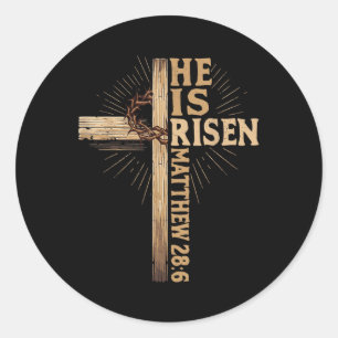 He Is Risen Christian Easter Jesus Religious Vinta Classic Round Sticker