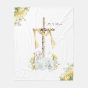 He Is Risen Christian Easter Personalized Fleece Blanket