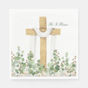 He Is Risen Christian Easter Personalized Napkin